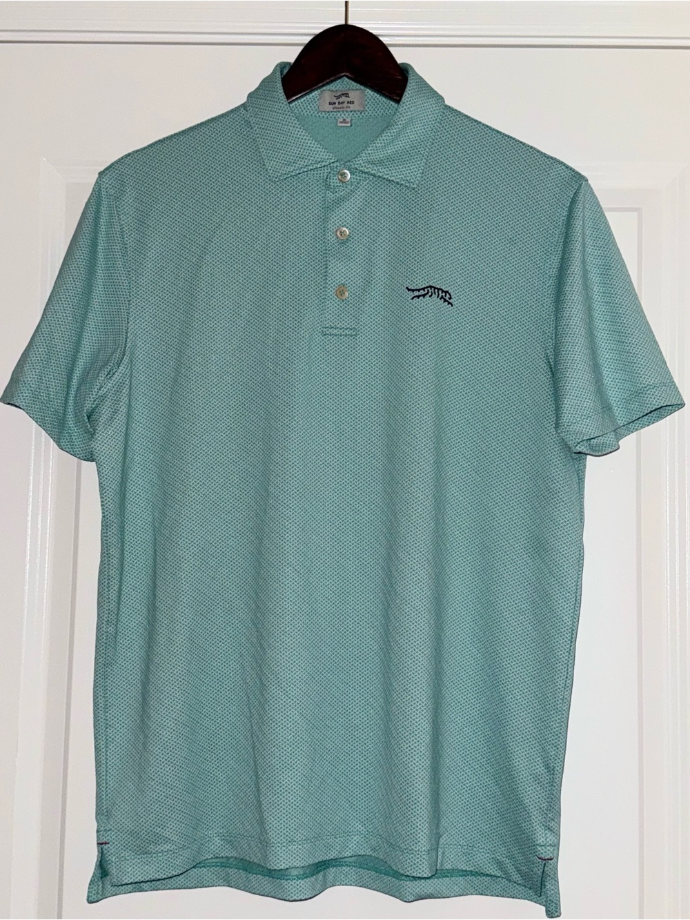 Sun day Red Mens Small Turquoise Green houndstoth jacquard Performance Golf Polo